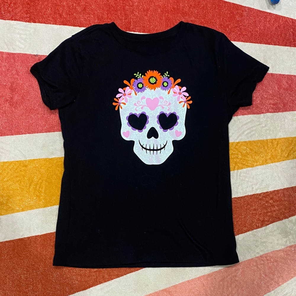 3/$10 Girls Black Skull Graphic T-Shirt